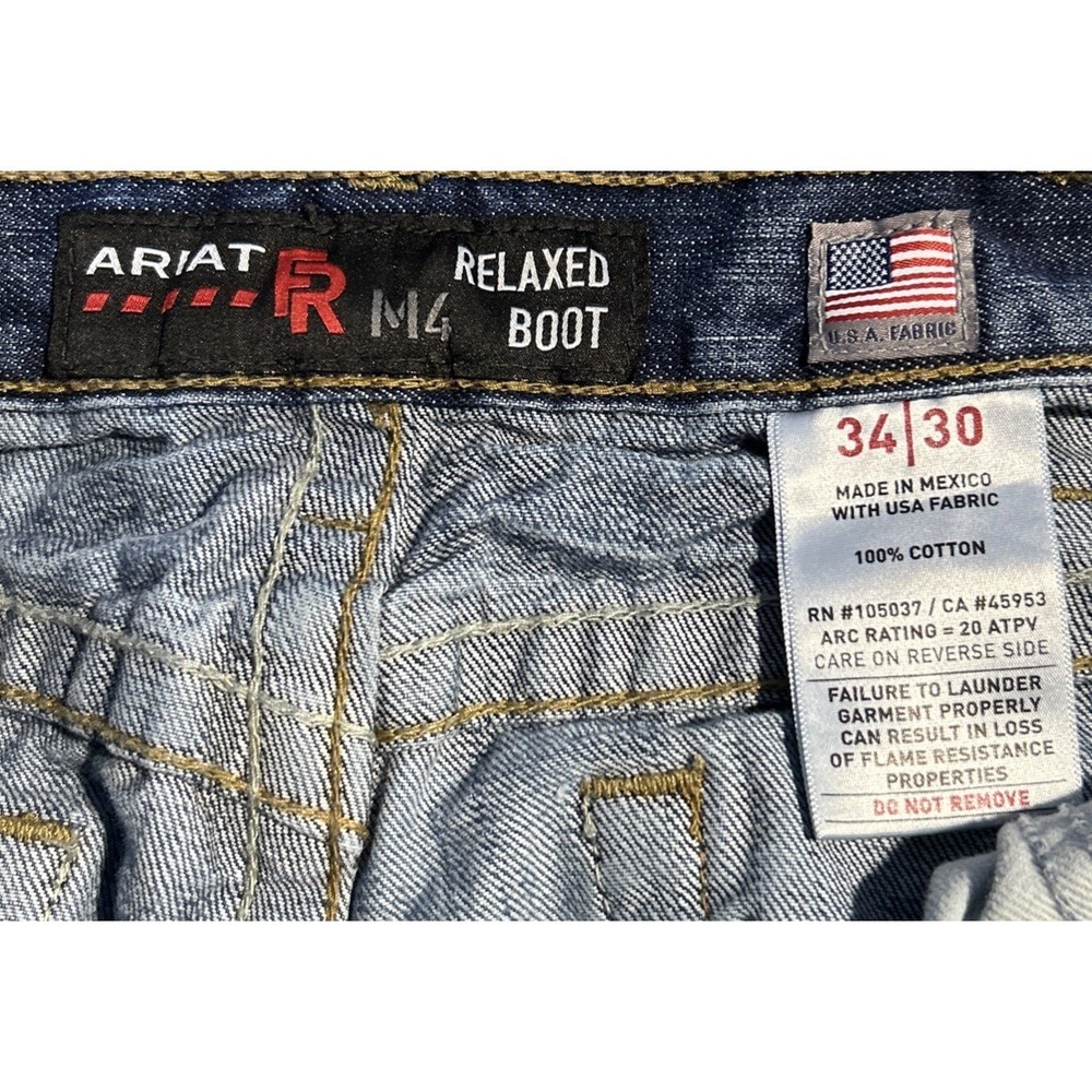 Ariat FR M4 Relaxed Boot Cut Work Jeans Men's 34x30 Flame Resistant Denim Stains - Picture 8 of 12